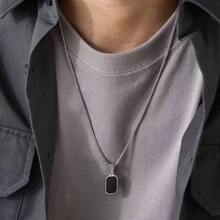 Kalung liontin sederhana bergaya punk dari baja tahan karat hitam, cocok untuk dipakai sehari-hari dan keperluan bisnis, dirancang khusus untuk pria. - MultiWarna - View 1