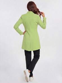 Long Sleeve Lab Coat With Pockets And Zipper Front, Lab Scrub Jacket - Mint Green - View 6