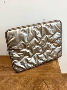 Bolsa de almacenamiento para portátil y tableta de unicolor con diseño floral minimalista de lujo, funda para computadora, múltiples tamaños - Dorado - Ver 5