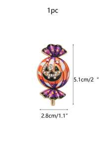 1 Buah Bros Enamel Permen Halloween Lucu, Pin Jack-O'-Lantern Bertatahkan Berlian Imitasi, Aksesori Fashion Pesta Halloween, Hadiah - View 3