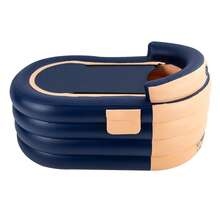 Orange Blue PVC Foldable Inflatable Bathtub, 33.07*55.11*29.13" Load Spa Pool, Adult Portable Bath Tub, 220Lbs Load Bath Pool With Air Pump For Home Bathroom Outdoor - Orange+Blue - View 4