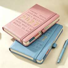 2027 English Planner Diary Notebook With Elastic Band, Business Office Time Management Handbook, Monday To Friday One Page Per Day, Weekend Two Days Per Page School Supplies - A5 - View 3