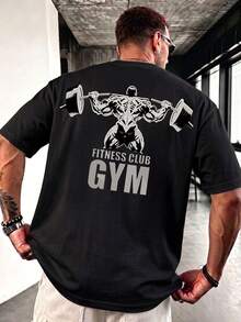 ZYNTH BALENO Men's Fashionable GYM Print Round Neck Short Sleeve T-Shirt, Suitable For Gym, Outdoor Sports - Black - View 2