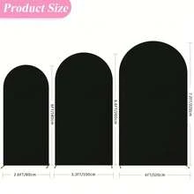 黑色拱門背景布 5ft/6ft/6.6ft/7.2ft 婚禮拱門套布 2件組 彈性布料 圓頂拱門背景布 適用於生日派對、婚禮拱門框架裝飾（不含拱門框架，僅含布料背景） - 黑色 - 查看 4
