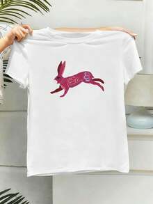 Women's Vintage Rabbit Graphic T-Shirt, Autumn, Quality Fabric, Unique Graphic Print, Casual, Breathable. - White - View 2