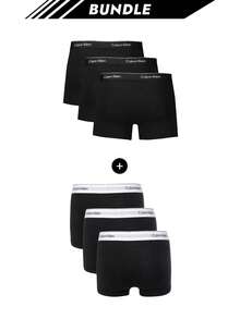 Calvin Klein [حزمة] 3 عبوات سراويل داخلية رجالية + 3 عبوات سراويل داخلية رجالية - أسود + أسود - مشاهدة 1