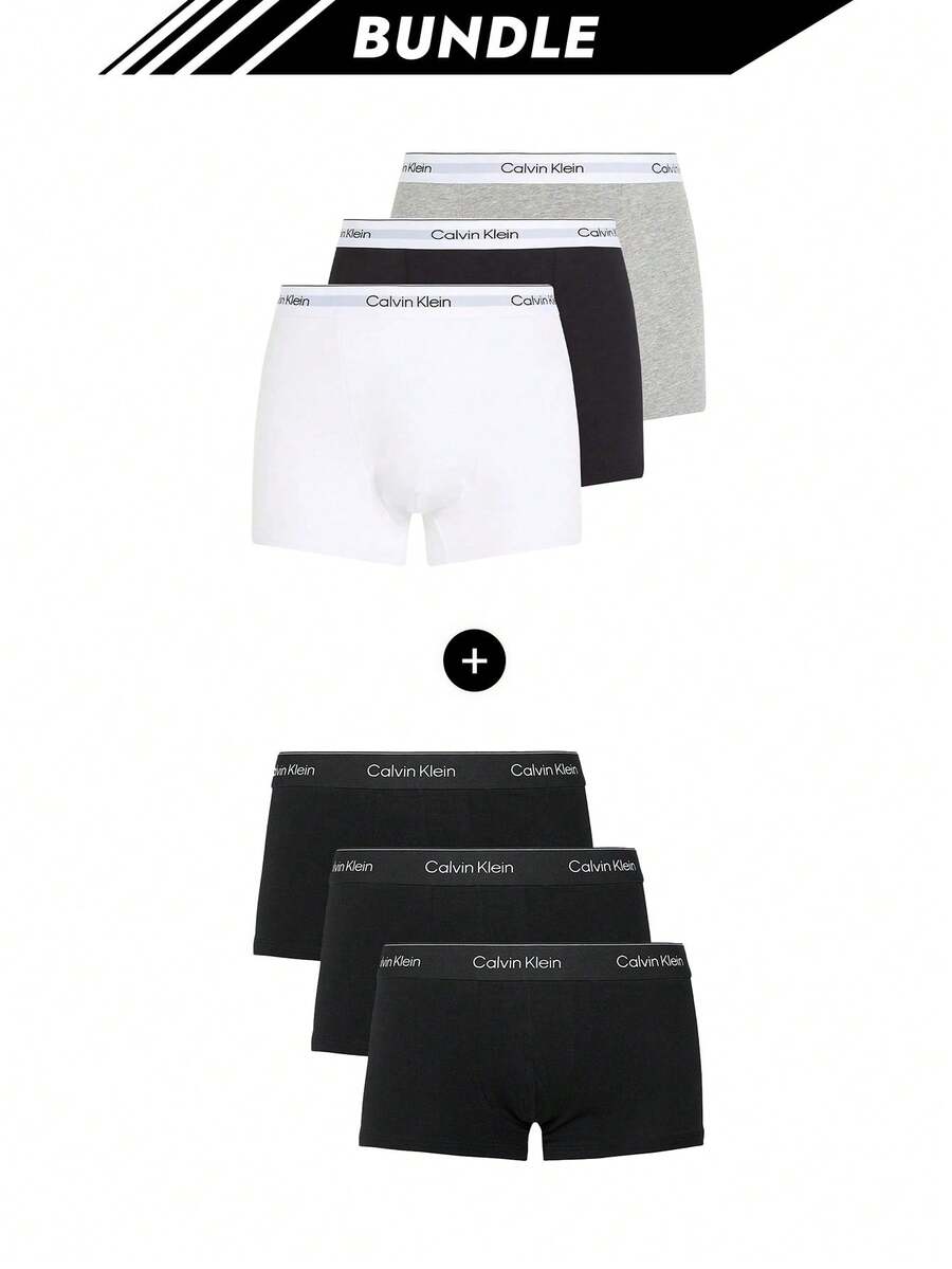 Calvin Klein [حزمة] 3 عبوات بوكسر الأكثر مبيعًا + 3 عبوات بوكسر رجالي الأكثر مبيعًا - رمادي / أبيض / أسود + أسود - مشاهدة 1