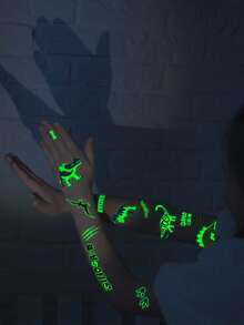 STARTTOOS 5 Sheets Glow-In-The-Dark Dinosaur Temporary Tattoo Stickers, 36 Designs, Waterproof Tyrannosaurus Pterosaur Velociraptor Triceratops Stegosaurus Design, Birthday Party Christmas Gift Event Holiday Party Set - Multicolor - View 4