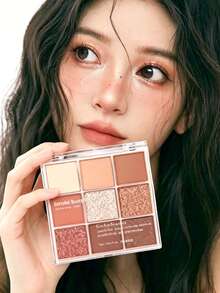 Romantic Beauty RMT 9-Color Eyeshadow Palette, Shimmer Powder, Pink Eyeshadow Palette, Long-Lasting Makeup, Daily Use, Gift For Mother, Gift For Girlfriend, Gift For Sister - #02 - View 6
