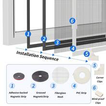 1pc Adjustable Magnetic Window Screen, High Breathability Polyester Fiber Mesh, No Drilling Self-Adhesive Easy Installation, Magnetic Closure Design, Fine Insect Mesh, Suitable For Home And Apartment Indoor Window Protection - Multiple Styles - View 4