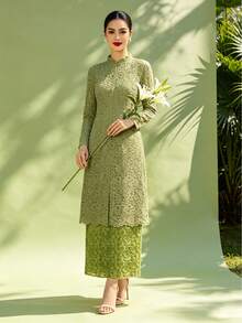 1pc Elegant Women's Green Skirt - Green - View 4