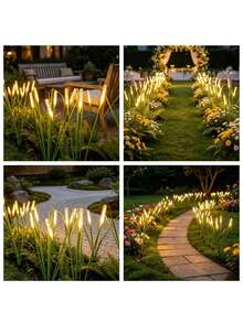 1/2/4pcs LED Solar Powered Reed Garden Lights, Outdoor Stake Lights, Lawn Landscape Lighting Decorative Lights, Suitable For Pond, Patio, Yard, Pathway - One Size Fits All - View 9