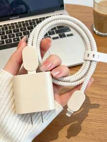 Bộ 5 miếng bảo vệ cáp sạc Apple 20W vân da mới, tương thích 17/16/15/14, chống gãy đầu cáp - Nhiều màu - Xem 5