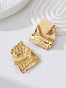 1 Pair Exaggerated Asymmetric Geometric Stud Earrings, Women's Earrings, Suitable For Personalized, European And American Style - Yellow Gold - View 5