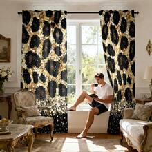 2pcs Leopard Print Curtains - Animal Print Semi-Sheer Curtains With Rod Pocket Design, Modern Wild Style Bedroom Living Room All-Season Home Decor - Easy To Clean Fabric (Suitable For Halloween And Christmas Decoration) - Contemporary Wildlife Theme, Bedroom Living Room Home Decor Window Curtain Panels - Multicolor 3 - View 5