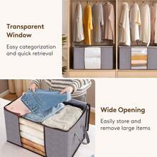 6 Pack Clothes Storage, Foldable Storage And Organization, Storage Bins With Lids, Blanket Storage , Closet Storage With Reinforced Handles For Clothing, Bedding. - View 5