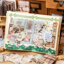 50pcs Cute Knitted Print Cat Square Sticky Notes, Suitable For Planner, Scrapbook, Daily To-Do List, Office Reminders - A - View 2
