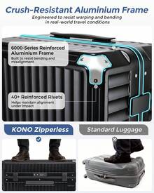 PC Hard Shell Luggage Suitcase With Cup Holder 20 Inch Cabin 24 Inch Medium 28 Inch Large Zip Free Aluminium Frame TSA Lock 3 Piece Luggage Set Black - Black - View 7
