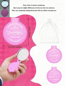 12pcs/6pcs/2pcs Pink Inspirational Compact Mirror Set - Round Makeup Mirror With White Pouch, Women's Small Gift, Graduation, Mother's Day, Party Favor, Pink Small Portable Folding Pocket Mirror, Suitable For Women, Party Gift, Women's Birthday, Bridal Gift, Cheerleader Gift Bag And Other Occasions - Multicolor - View 7