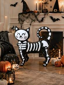 1/2 Stücke 3D Skelett Schwarze Katze Luftballons, geeignet für Halloween Thema, Schwarze Katze Thema Party Dekoration, gruselige & lustige Halloween Atmosphäre Schaffung, Innenraum & Wohnzimmer Dekoration - Verschiedenfarbig - Übersicht 6