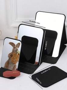 1pc/Set Foldable Makeup Mirror - Desktop Vanity Mirror, Space-Saving Design, Suitable For Bathroom And Dorm, Portable Desktop Mirror, Home Decor And Gift (Black) Portable Small Mirror, Beach Essential, Beach Makeup Storage Essential, Portable Vanity Mirror, Apartment Essential Small Mirror, Dorm Essential Mirror, Bathroom Decor Mirror, School Essential Small Mirror Supplies - Black - View 2