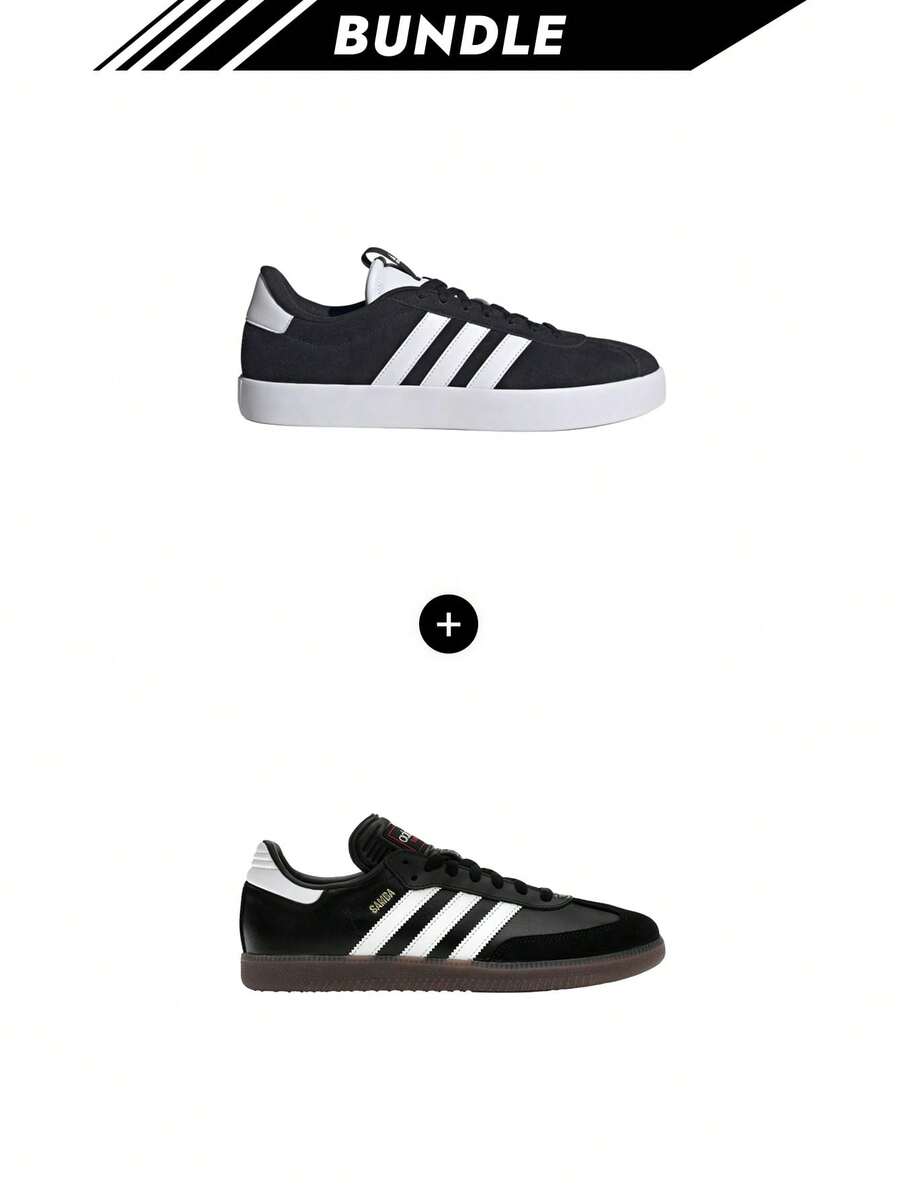 Adidas [Bundle] Adilette VL COURT 3.0 + Handball Spezial Samba Indoor Unisex Sneakers Black IH6000 - CoreBlack+Core Black - View 1