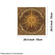 1pc Sun Moon Stars Tarot Tablecloth Divination Cloth Crystal Ritual Meditation Spiritual Ceremony Decor Party Cover - Black - View 5