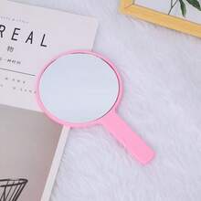 1pc Round Handheld Makeup Mirror, New Sweet Girl Style, Portable Makeup Mirror, Suitable For Home, Outdoor, School, Compact And Convenient To Carry, Perfect For Back To School Season - Multicolor - View 5