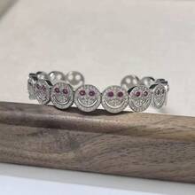 Silver Smiling Face Bracelet, Delicate And Minimalist Design, Suitable For Dates, Gatherings, Party Gifts - Multicolor - View 3