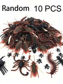 1 Pack Mixed Realistic Fake Insect Prank Toy Set, Plastic Cockroaches, Scorpions, Centipedes, Spiders, Flies And More Props, Suitable For Halloween Prank Party Decoration - Multicolor - View 13