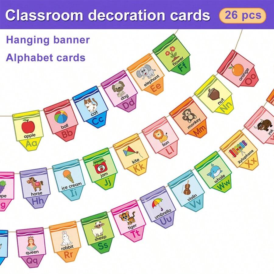 hoojojo 1 Set Of Decorative Pennant Banners, 26 Letters, Suitable For Hanging, Classroom Decoration, Back-To-School Essentials, And Themed Party Props.