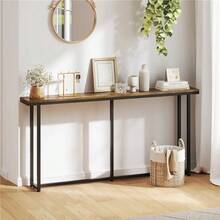 Narrow Console Table With Sturdy Metal Frame, 63 Inch Long Entryway Sofa Table Behind Couch, Hallway, Living Room - Rustic Brown - View 3