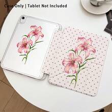 Pink Lily, Polka Dot And Other Pattern Painted Effect Tablet Protective Case With Stand, Compatible With Honor 8/9/10/X8/X8A/X9/X8Pro/X9Pro/ MatePad Se 11 Inch/MatePad 11 Inch/11.5 Inch/MatePad Pro/Apple 10th/11th Gen 2025 (A16)/ Galaxy Tab A7/A9 And Other Popular Models - Style 37 - View 2