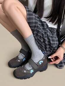 女款 2026 夏季新款 魔鬼氈厚底增高復古德式訓練鞋，百搭小眾透氣運動休閒運動鞋 - 深咖色 - 查看 4