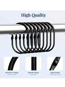 12pcs Shower Curtain Rings, Shower Curtain Hooks, Anti-Drop Oval Shower Rings For Curtain, Metal Shower Curtain Rings, Rust Proof Shower Hooks For Shower Curtain, Shower Rod Hooks, Oval Open Ring Clips, Oval Shower Curtain Rings, Curtain Hooks, Shower Curtain Hooks, Movable Rings, Roman Rings, Clip Rings - Multicolor - View 3
