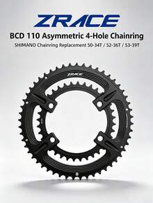 ZRACE 105 FC-R7000 / ULTEGRA FC-R8000 / DURA-ACE FC-R9100 Plato de Bicicleta de Carretera Asimétrico, 50-34T 52-36T 53-39T, 110BCD BCD110 4-Agujeros - Negro - Ver 8