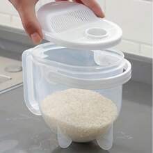 1pc Quick Rice Washer Dual Outlet Design Plastic Rice Strainer With Filter Basket, Grain Bean Fruit Vegetable Cleaning, Convenient Kitchen Vegetable Washing Tool, Essential Practical Cooking Accessory - One Size - View 6