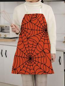 1PC Halloween Series Pattern Single-Sided Printed Apron, Unisex Home Kitchen Halter Tie Apron, Home Decor Kitchen Cooking Anti-Stain Apron - Multicolor - View 5