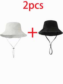 1pc Women's Drawstring Trim Bucket Hat With An Adjustable Chin Strap, Distressed Look, Perfect For Travel, Beach, Vacation, Or Everyday Casual Wear - Multicolor - View 22