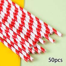 25/100pcs Light Blue/Pink Striped Straws, Beverage Straws, 6mm Diameter, Cute Cartoon Striped Paper Straws, 197mm Length - Perfect For Birthday Parties, Weddings And Anniversaries, Mother's Day - View 27