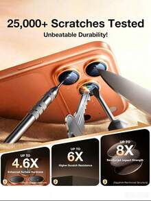 3 piezas Protector de lente de cámara de manzana, material de vidrio 9H+, compatible con iPhone 17 Pro Max, protector de lente de cámara 17 Pro [Grado militar anti-rotura], compatible con protector de cámara 17 Pro Max, anti-caída, anti-arañazos, compatible con funda de teléfono, naranja - Naranja - Ver 3