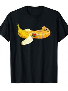A Banana Curve Ball Python A Snake, A Reptile, And Reptilogy. An Interesting Round-Neck T-Shirt T Shirt,It's A Set Of Stylish, Printed, Comfortable An - 黑色 - 查看 2