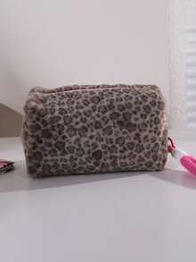 A Creative Leopard Print Portable Pencil Case, Large Opening Design Fashionable Pencil Case, For Students Storage For Study And Office Supplies - Multicolor - View 6