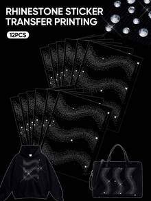 12Pcs Sheet Iron-On Rhinestone Sheets Crystal Transfers Glitter Hotfix Rhinestone Decals Hot Melt Patches In For Clothing Craft DIY Decor - SG-129 - View 8