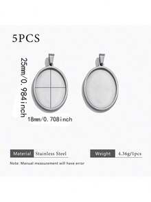5pcs Stainless Steel 18K Gold Plated Multi-Size Gemstone Pendant Base, DIY Jewelry Making Accessories, Suitable For Women's Handmade Jewelry, Daily Wear - Oval Pendant - View 16