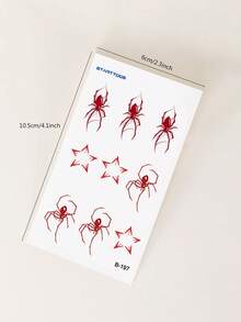 3PCS Red Diamond Stickers + Butterfly Spider Pattern Halloween Makeup Costume Party Gift Waterproof Face Tattoo Stickers - Multicolor - View 7