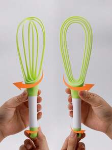 1PC Dual-Color Plastic Rotating Integrated Handheld Egg Beater, Multiple Colors Available, Creative Butterfly And Water Drop Design Egg Whisk, Easy To Clean With Hanging Hole, Suitable For Home Cake Batter And Cream Mixing, Kitchen Baking Tool - Multicolor - View 10