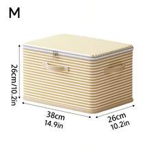 Caja de almacenamiento con tapa con cremallera, caja de almacenamiento con asa, plegable con tapa, cesta cúbica para el hogar, contenedor de almacenamiento de ropa para armario, - Carne - Ver 9