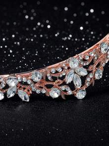1 pieza Elegante Tiara Corona de Princesa con Strass en Oro Rosa, Accesorio para el Cabello, Adecuado para Novia, Boda, Baile de Graduación, Fiesta de Cumpleaños - Oro rosa - Ver 7