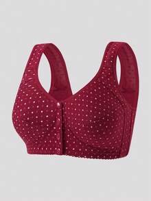 3pcs Polka Dot Decor Front Closure Wireless Bra Women's Lingerie - Multicolor - View 4